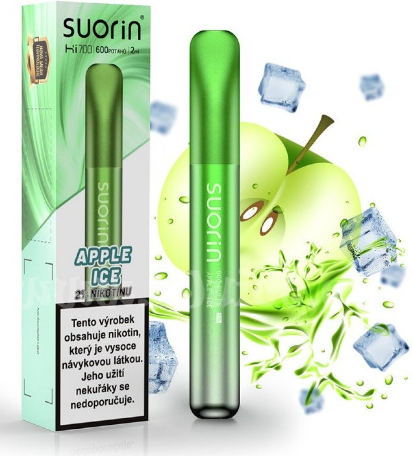 APPLE ICE 20mg/ml Nick Salt - Suorin Bar Hi700 - jednorazová e-cigareta