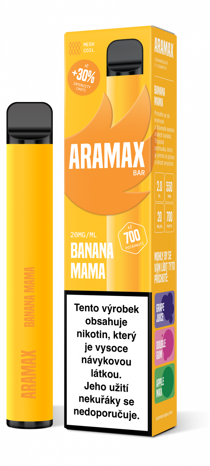 BANANA MAMA 20mg/ml - Aramax Bar 700 - jednorazová e-cigareta