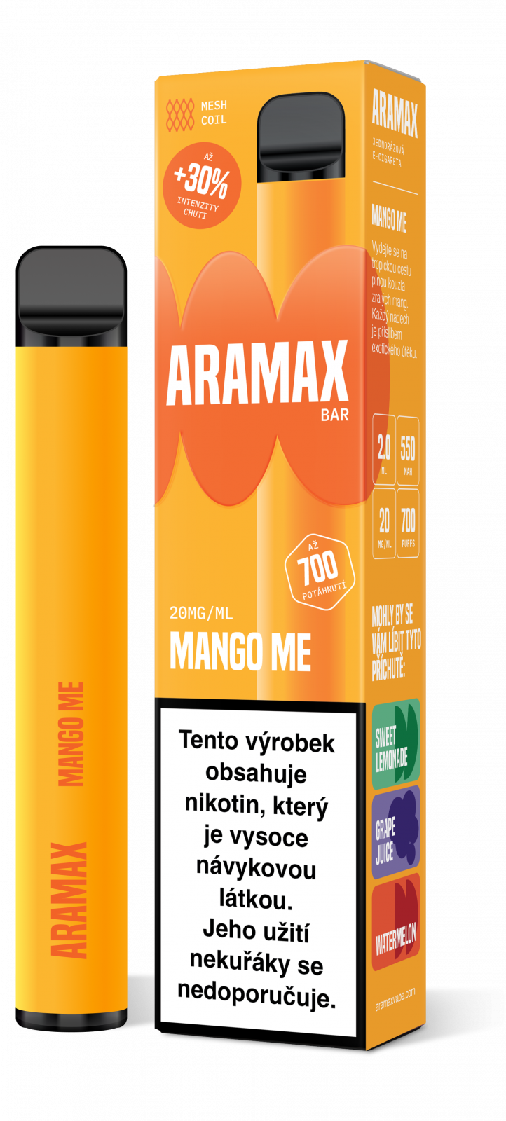 MANGO ME 20mg/ml - Aramax Bar 700 - jednorazová e-cigareta