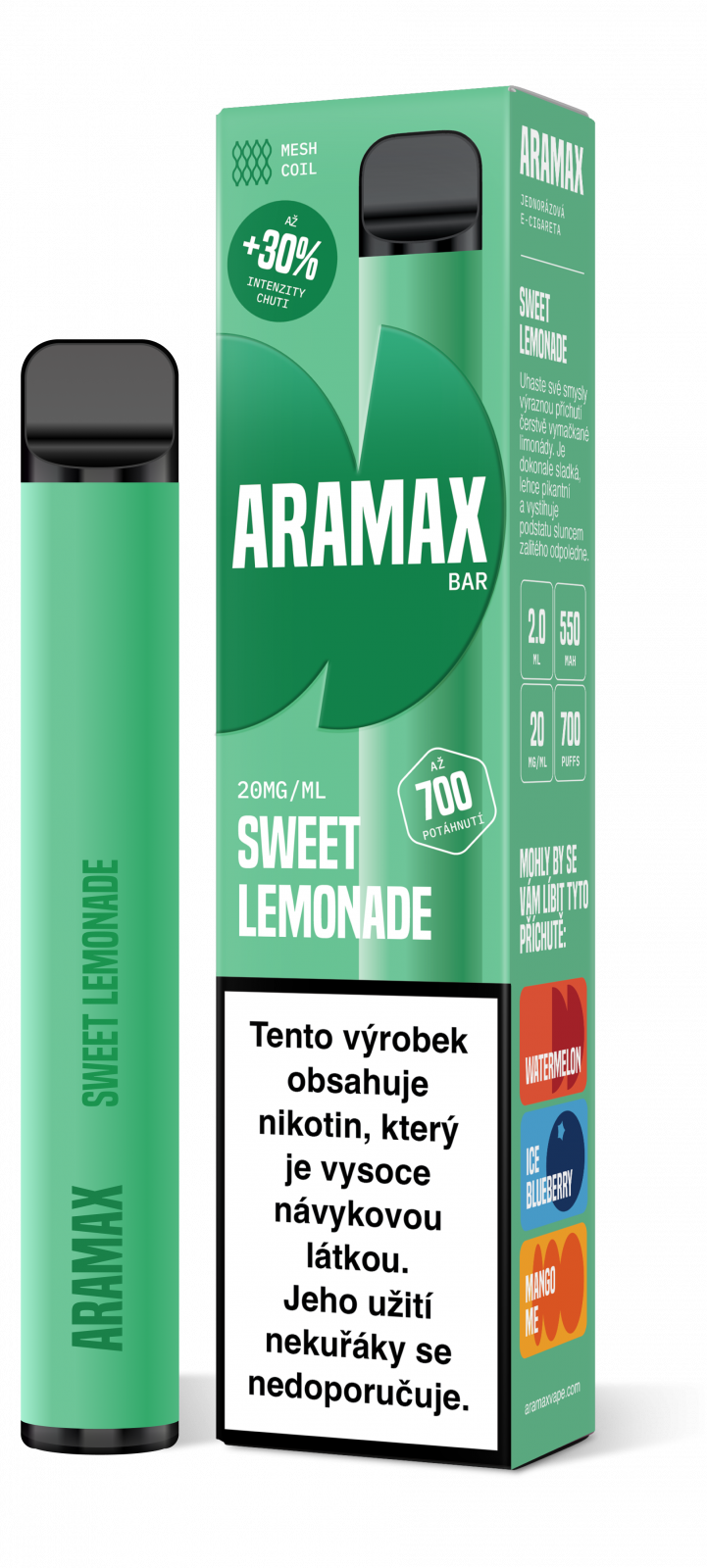 SWEET LEMONADE 20mg/ml - Aramax Bar 700 - jednorazová e-cigareta